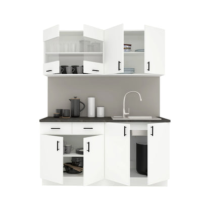 Set Bucatarie haaus Karo V8, Alb, Blat Thermo 28 mm, L 160 cm
