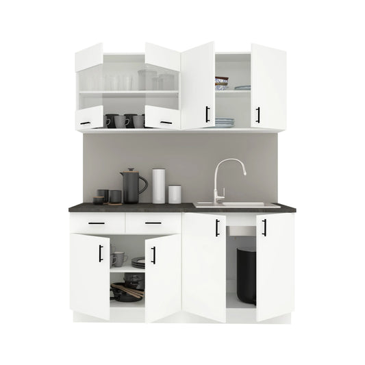 Set Bucatarie haaus Karo V8, Alb, Blat Thermo 28 mm, L 160 cm