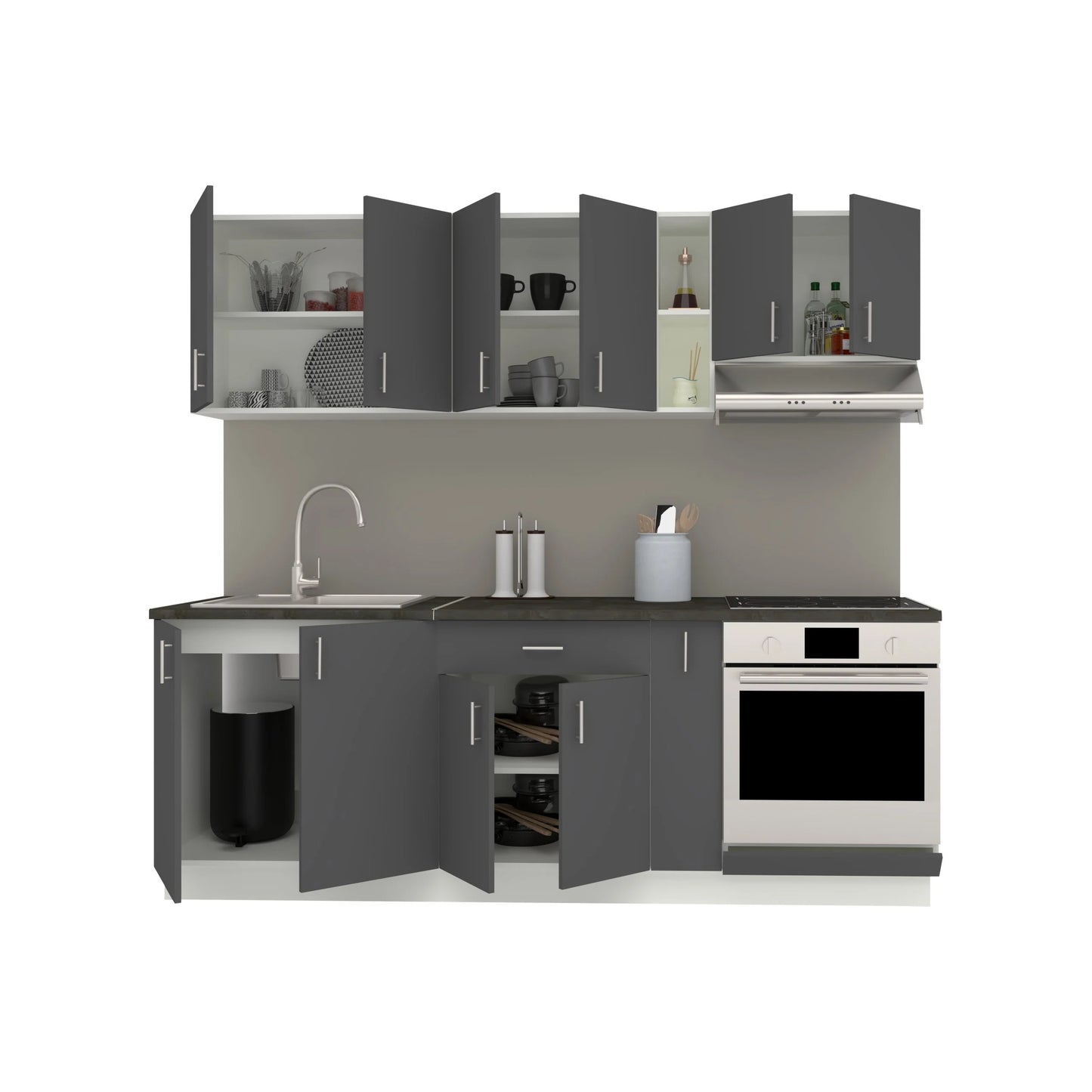 Set Bucatarie haaus Karo V14, Antracit/Alb, Blat Thermo 28 mm, L 220 cm
