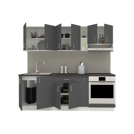 Set Bucatarie haaus Karo V14, Antracit/Alb, Blat Thermo 28 mm, L 220 cm