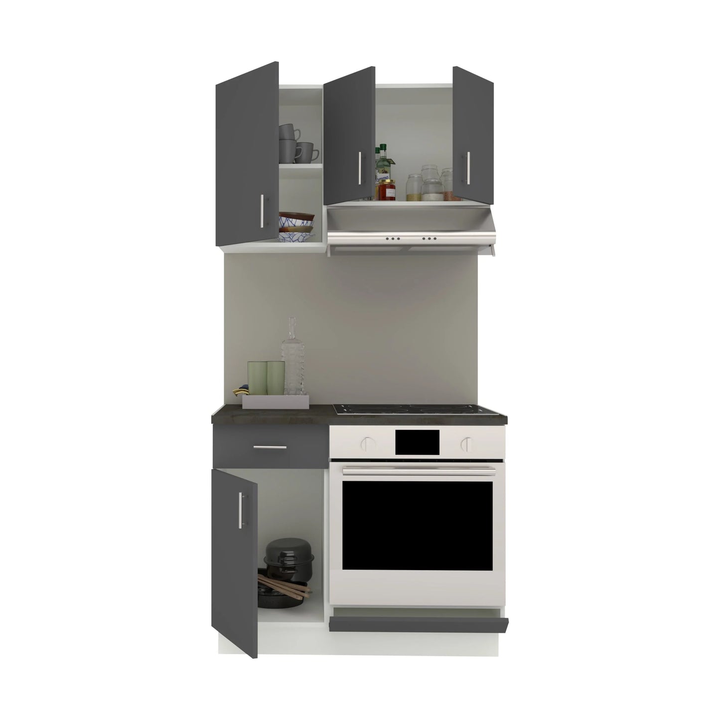 Set Bucatarie haaus Karo V1, Antracit/Alb, Blat Thermo 28 mm, L 100 cm