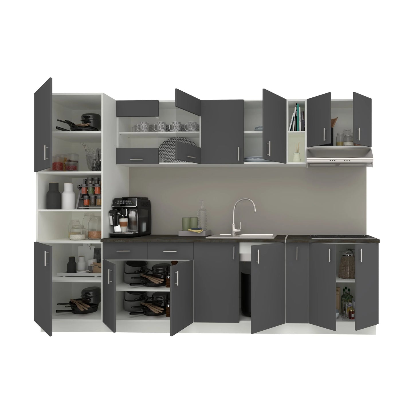 Set Bucatarie haaus Karo V26, Antracit/Alb, Blat Thermo 28 mm, L 300 cm