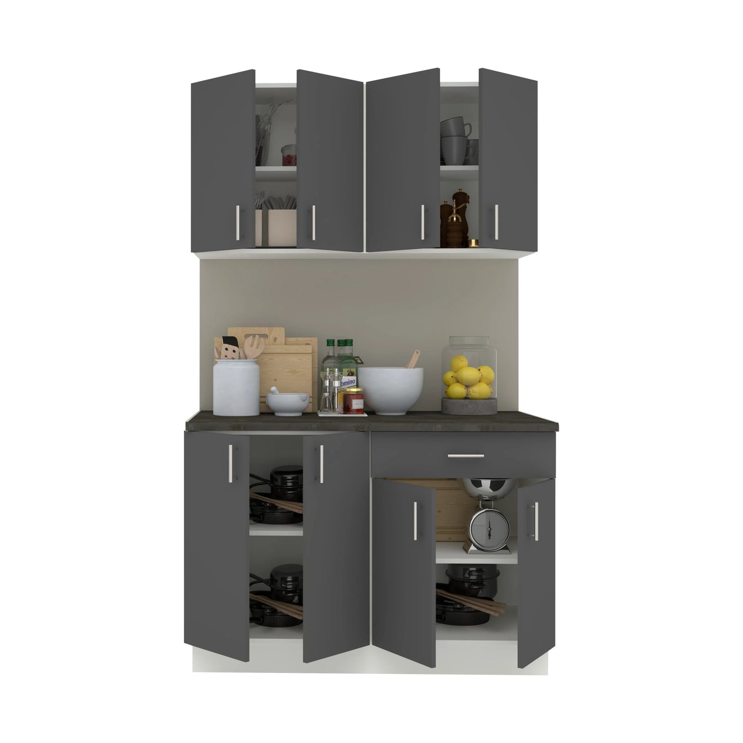Set Bucatarie haaus Karo V2, Antracit/Alb, Blat Thermo 28 mm, L 120 cm