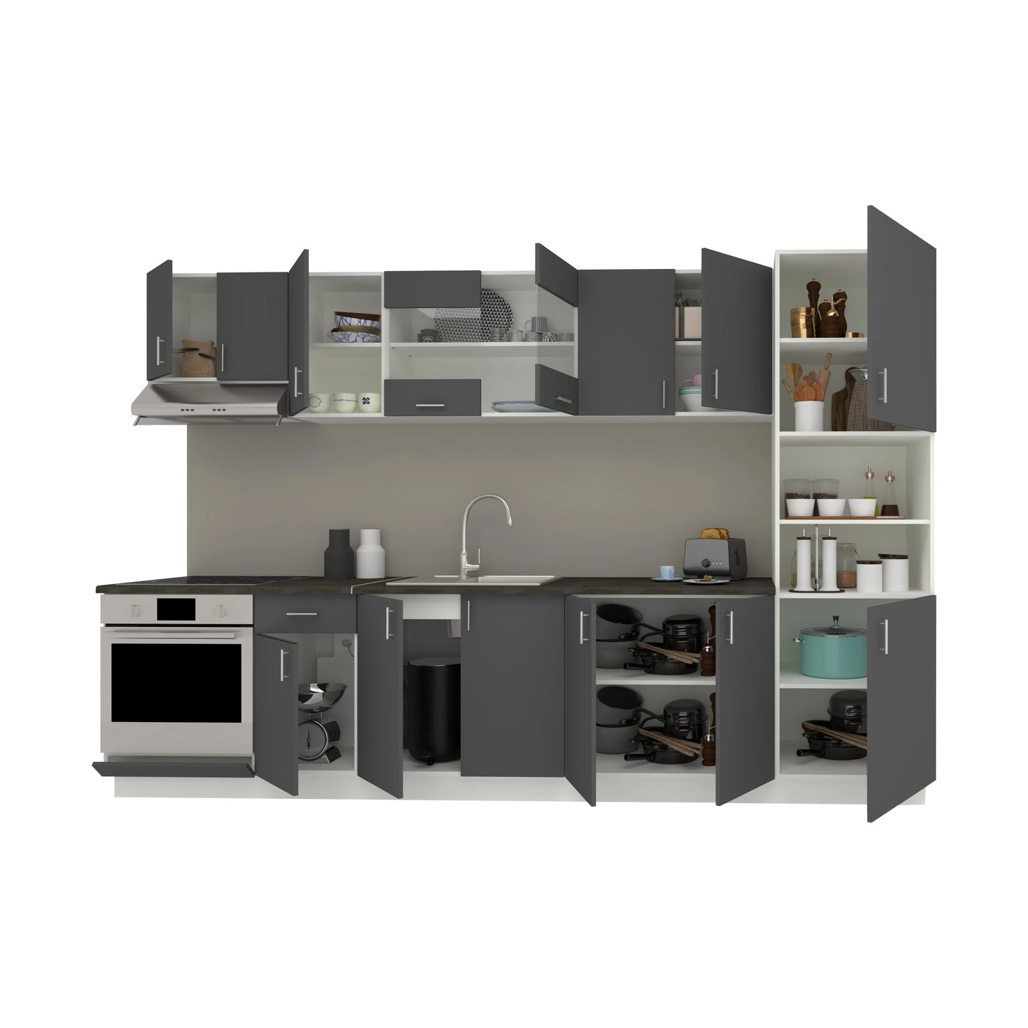 Set Bucatarie haaus Karo V30, Antracit/Alb, Blat Thermo 28 mm, L 320 cm