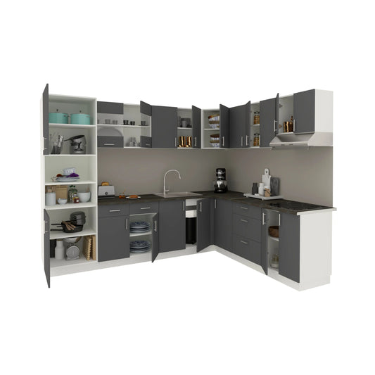 Set Bucatarie Colt haaus Karo V36, Antracit/Alb, Blat Thermo 28 mm, L 280 x 220 cm