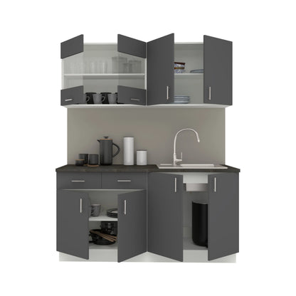 Set Bucatarie haaus Karo V8, Antracit/Alb, Blat Thermo 28 mm, L 160 cm
