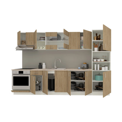 Set Bucatarie haaus Karo V30, Lemn Natural/Alb, Blat Thermo 28 mm, L 320 cm