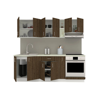 Set Bucatarie haaus Karo V14, Stejar Bronz/Alb, Blat Thermo 28 mm, L 220 cm