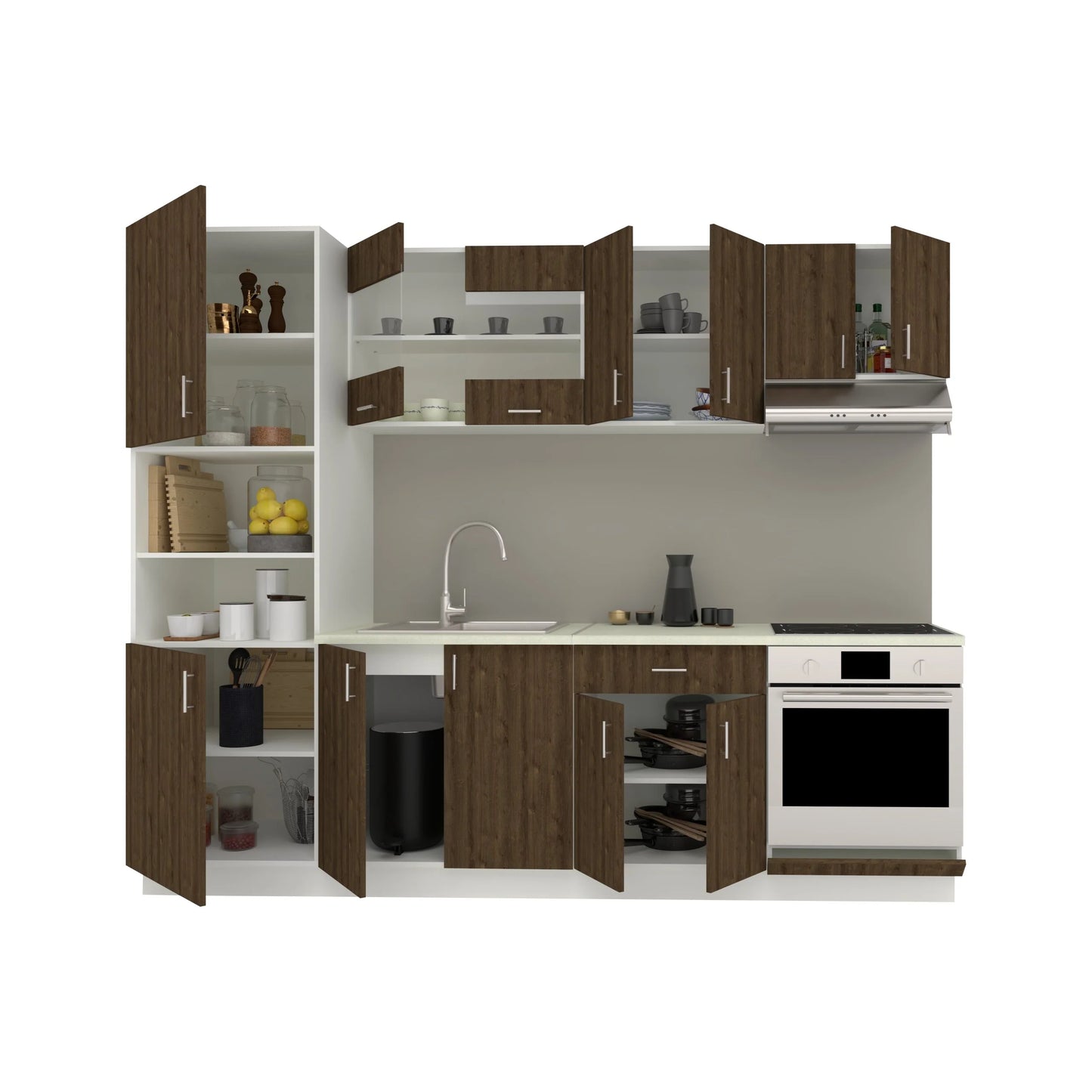 Set Bucatarie haaus Karo V20, Stejar Bronz/Alb, Blat Thermo 28 mm, L 260 cm