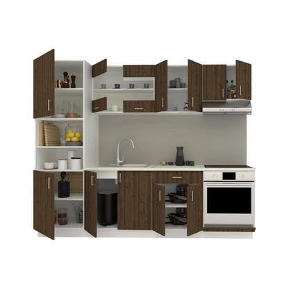 Set Bucatarie haaus Karo V20, Stejar Bronz/Alb, Blat Thermo 28 mm, L 260 cm