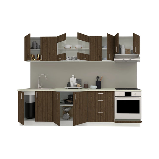 Set Bucatarie haaus Karo V22, Stejar Bronz/Alb, Blat Thermo 28 mm, L 280 cm