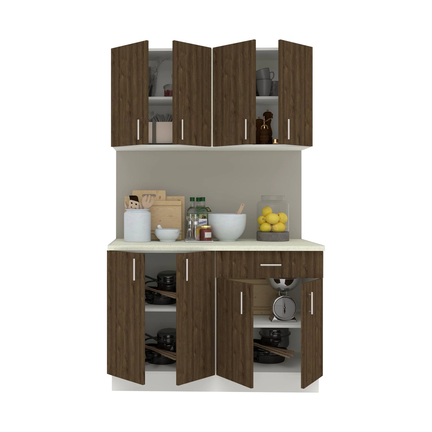 Set Bucatarie haaus Karo V2, Stejar Bronz/Alb, Blat Thermo 28 mm, L 120 cm