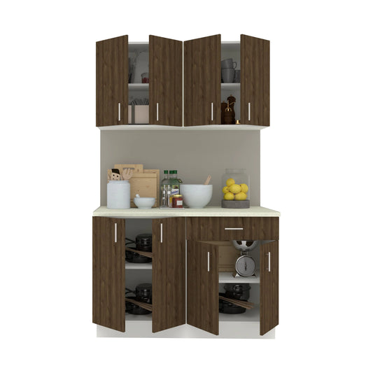 Set Bucatarie haaus Karo V2, Stejar Bronz/Alb, Blat Thermo 28 mm, L 120 cm