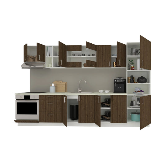 Set Bucatarie haaus Karo V31, Stejar Bronz/Alb, Blat Thermo 28 mm, L 340 cm