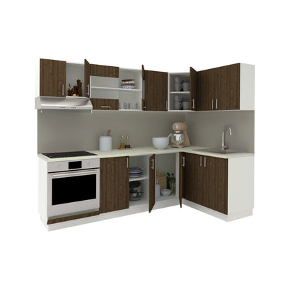 Set Bucatarie Colt haaus Karo V34, Stejar Bronz/Alb, Blat Thermo 28 mm, L 240 x 140 cm