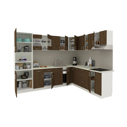 Set Bucatarie Colt haaus Karo V36, Stejar Bronz/Alb, Blat Thermo 28 mm, L 280 x 220 cm