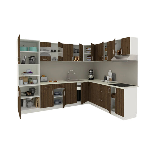 Set Bucatarie Colt haaus Karo V36, Stejar Bronz/Alb, Blat Thermo 28 mm, L 280 x 220 cm