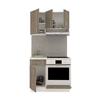 Set Bucatarie haaus Karo V1, Stejar Sonoma Inchis/Alb, Blat Thermo 28 mm, L 100 cm