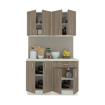 Set Bucatarie haaus Karo V2, Stejar Sonoma Inchis/Alb, Blat Thermo 28 mm, L 120 cm