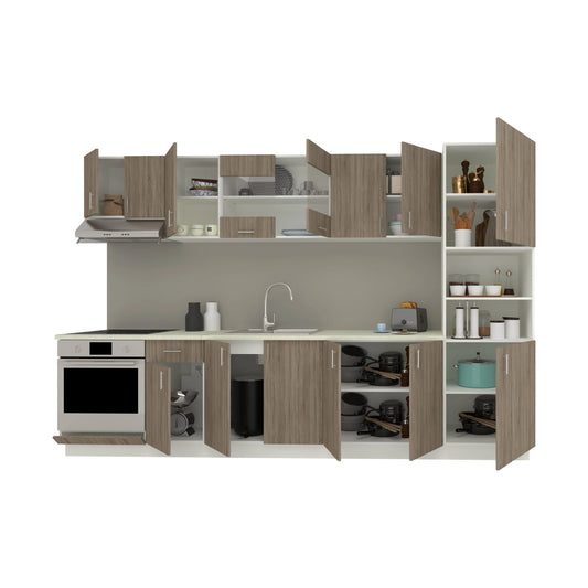 Set Bucatarie haaus Karo V30, Stejar Sonoma Inchis/Alb, Blat Thermo 28 mm, L 320 cm