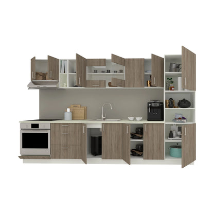 Set Bucatarie haaus Karo V31, Stejar Sonoma Inchis/Alb, Blat Thermo 28 mm, L 340 cm