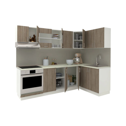 Set Bucatarie Colt haaus Karo V34, Stejar Sonoma Inchis/Alb, Blat Thermo 28 mm, L 240 x 140 cm