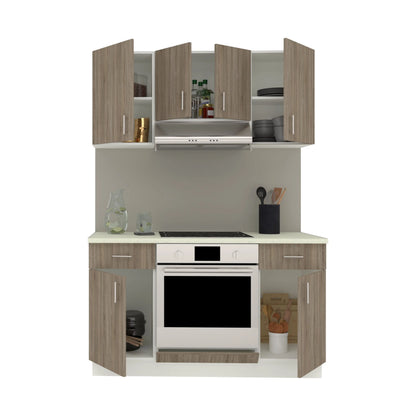 Set Bucatarie haaus Karo V5, Stejar Sonoma Inchis/Alb, Blat Thermo 28 mm, L 140 cm