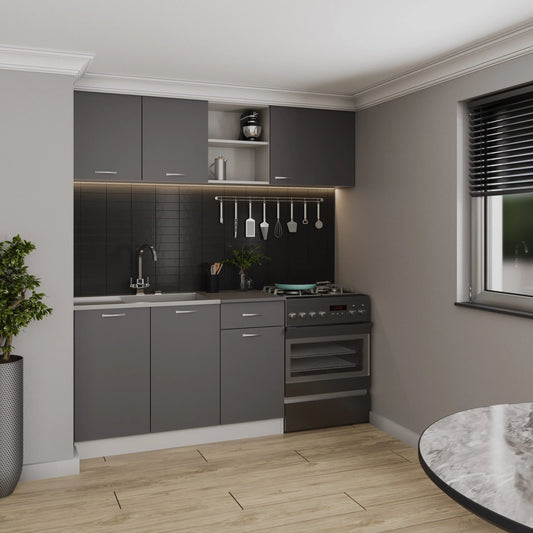 Set Bucatarie haaus Kara, Antracit/Alb, L 180 cm