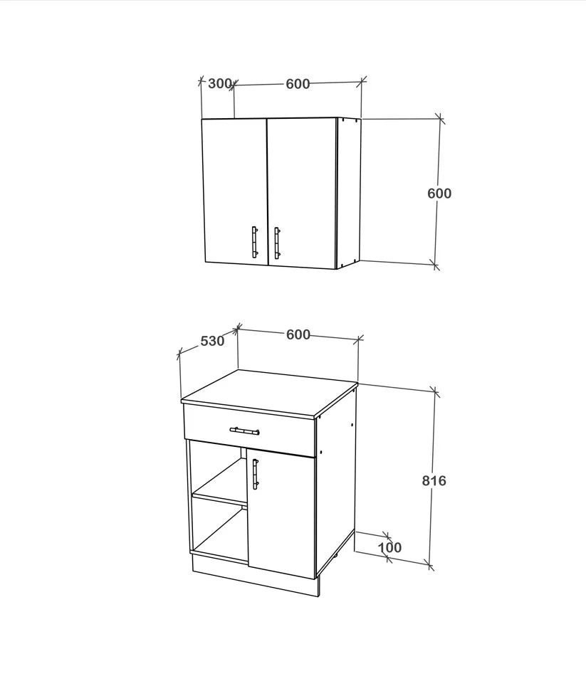 Set Bucatarie haaus Berna, Antracit/Alb, L 60 cm