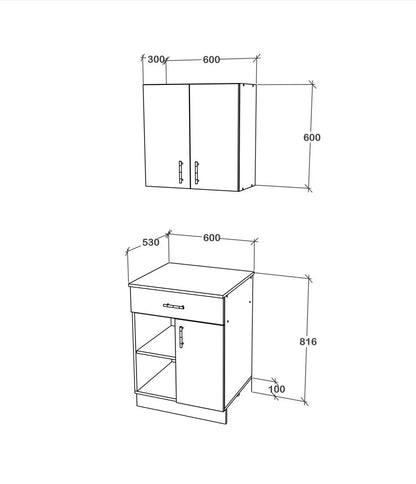 Set Bucatarie haaus Berna, Antracit/Alb, L 60 cm