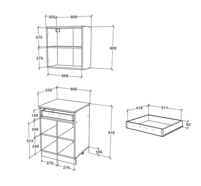 Set Bucatarie haaus Berna, Antracit/Alb, L 60 cm