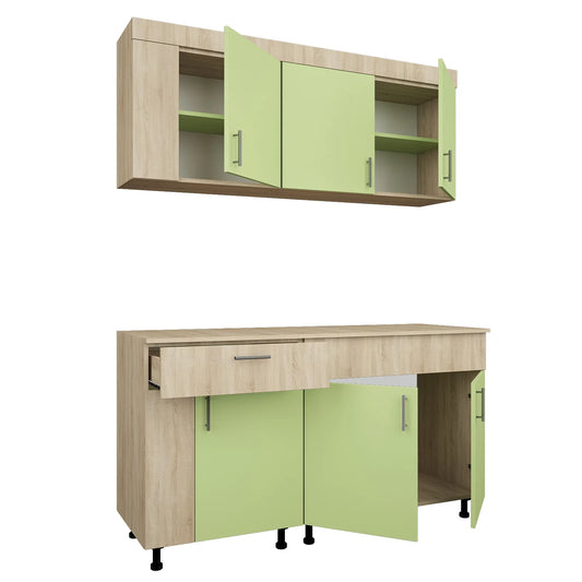 Set Bucatarie haaus Reno, Stejar Sonoma/Verde, L 150 cm