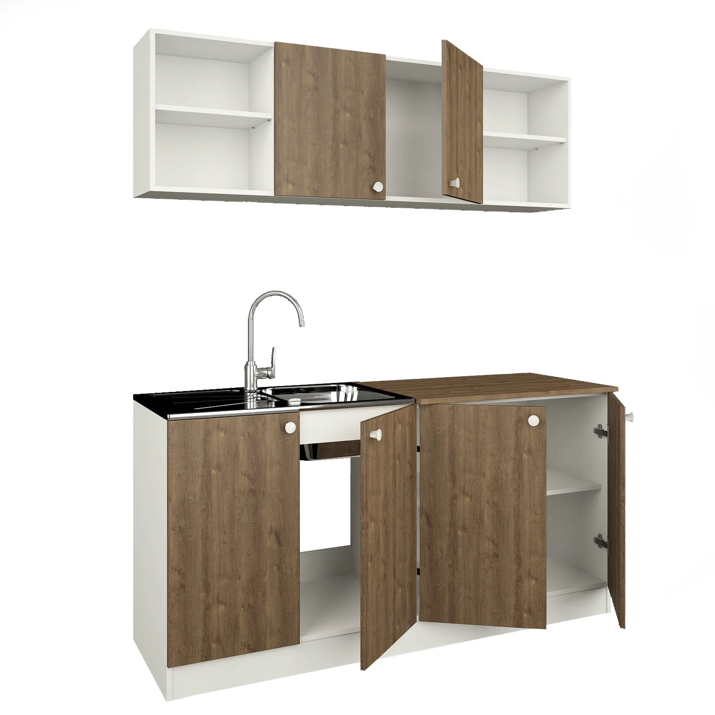 Set Bucatarie haaus Sena, Stejar Bronz/Alb, L 160 cm