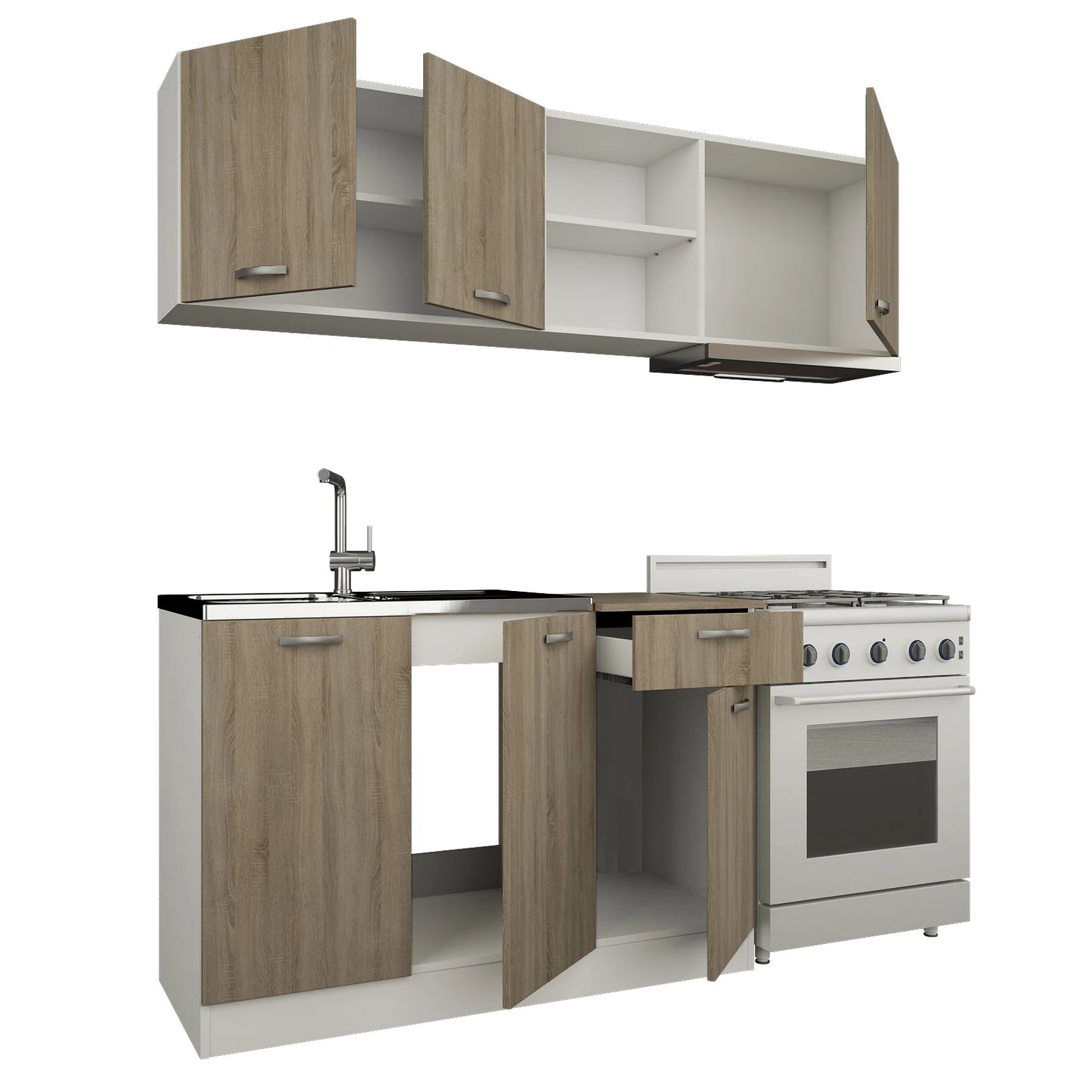 Set Bucatarie haaus Kara, Stejar Sonoma Inchis/Alb, L 180 cm