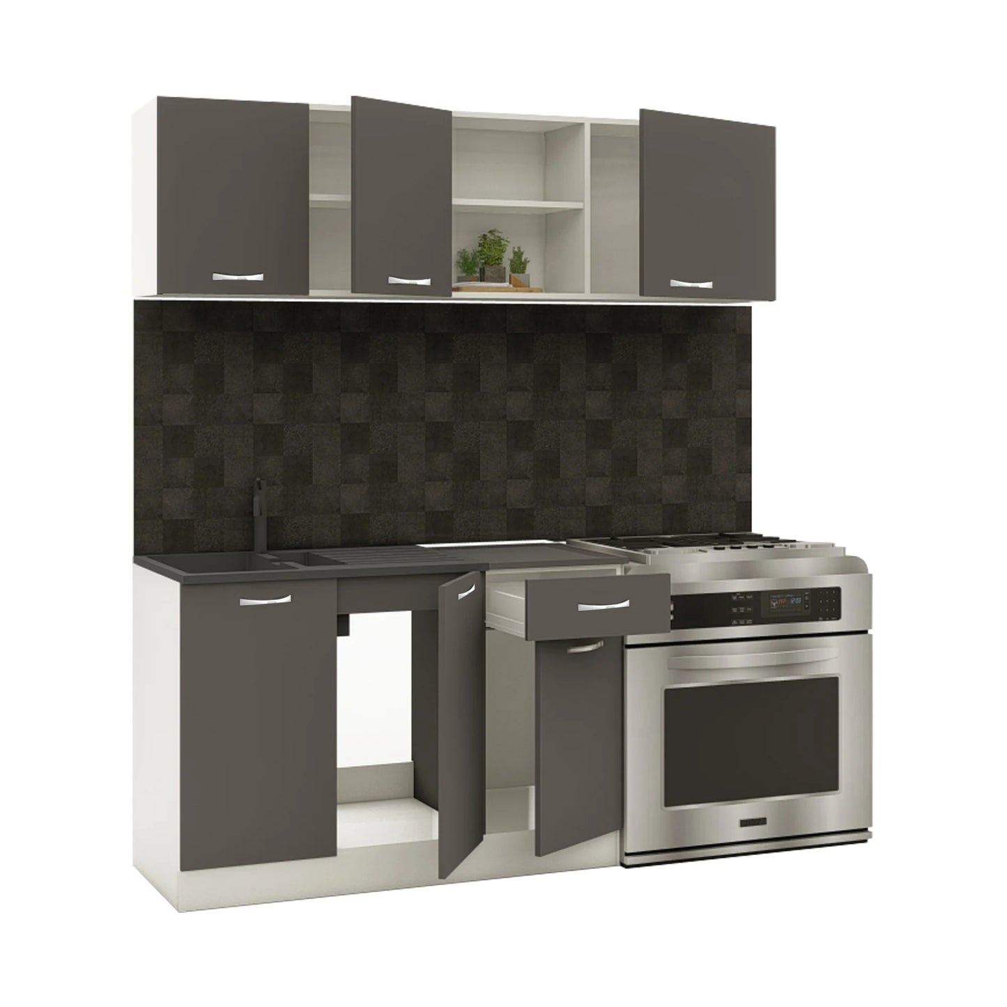 Set Bucatarie haaus Kara, Antracit/Alb, L 180 cm