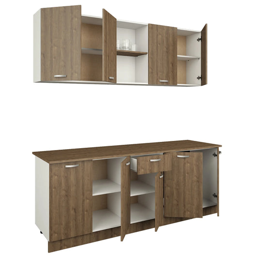 Set Bucatarie haaus Nisa, Stejar Bronz/Alb, L 200 cm