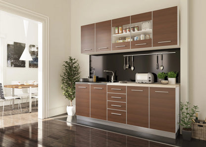 Bucatarie haaus Riga, Pin Inchis/Alb, L 200 cm