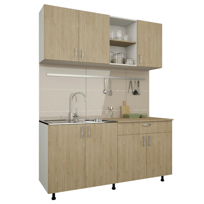 Bucatarie haaus Roma, Lemn Natural/Alb, L 160 cm