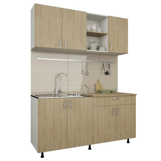 Bucatarie haaus Roma, Lemn Natural/Alb, L 160 cm