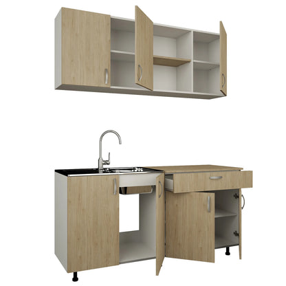 Bucatarie haaus Roma, Lemn Natural/Alb, L 160 cm
