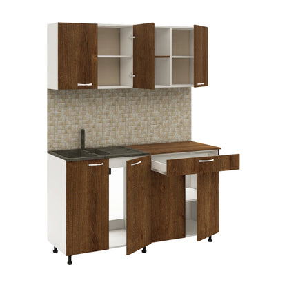 Bucatarie haaus Roma, Stejar Bronz/Alb, L 160 cm