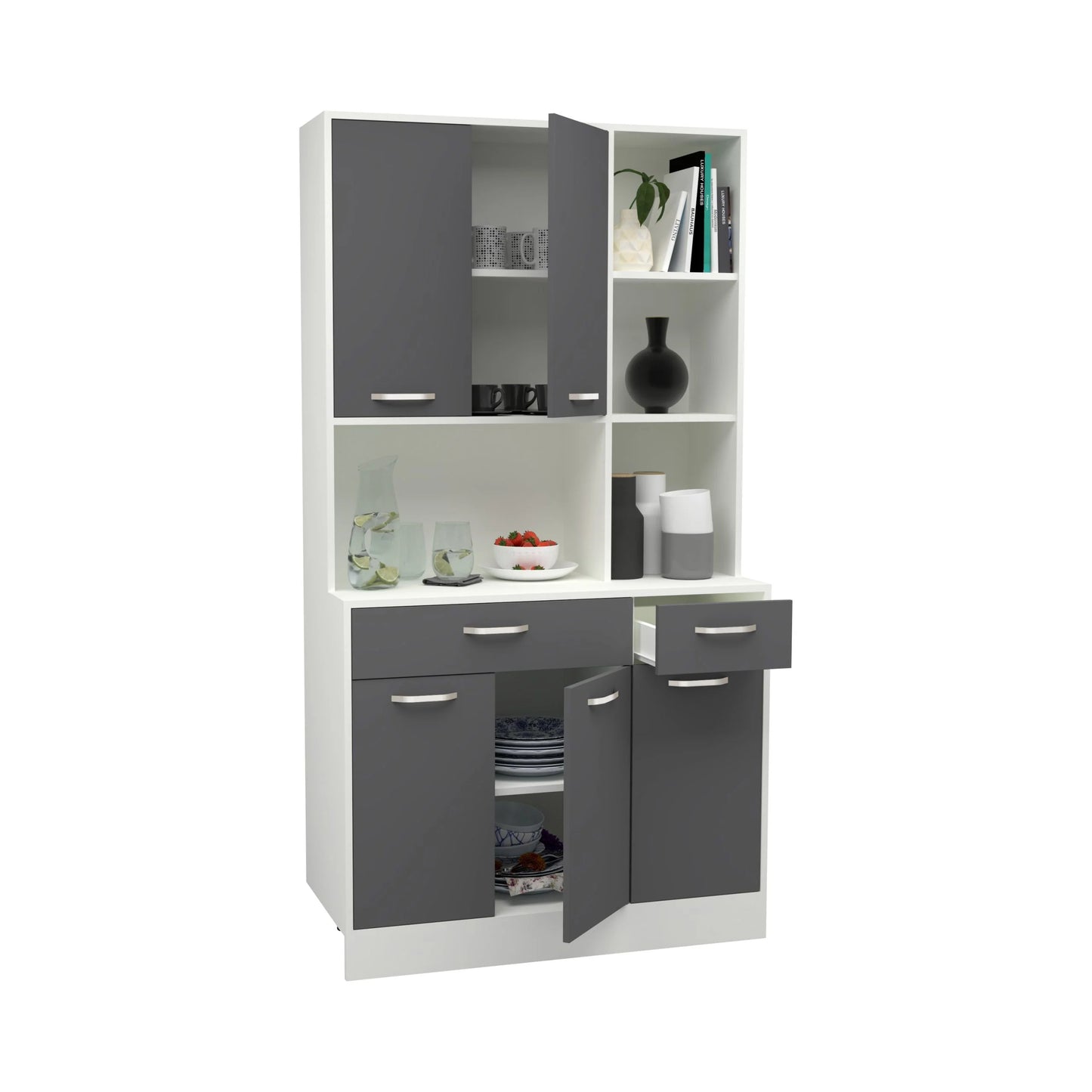 Bufet haaus Hugo, Antracit/Alb, 100 x 44 x 188 cm