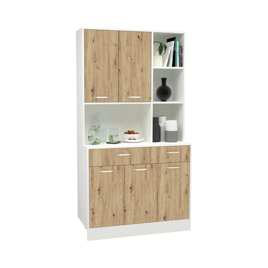 Bufet haaus Hugo, Stejar Artisan/Alb, 100 x 44 x 188 cm