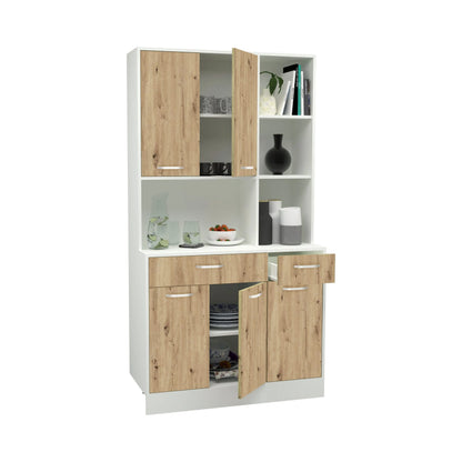 Bufet haaus Hugo, Stejar Artisan/Alb, 100 x 44 x 188 cm