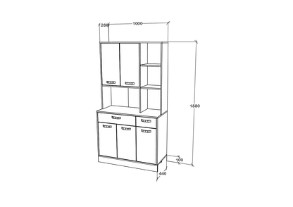 Bufet haaus Hugo, Stejar Artisan/Alb, 100 x 44 x 188 cm