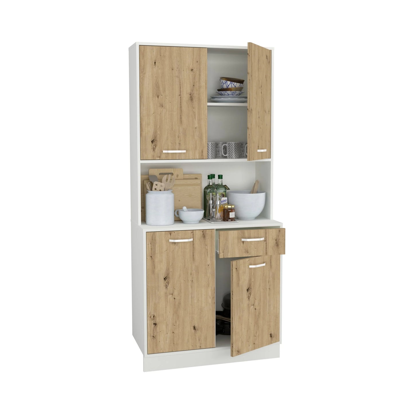 Bufet haaus Oma, Stejar Artisan/Alb, L 84 cm