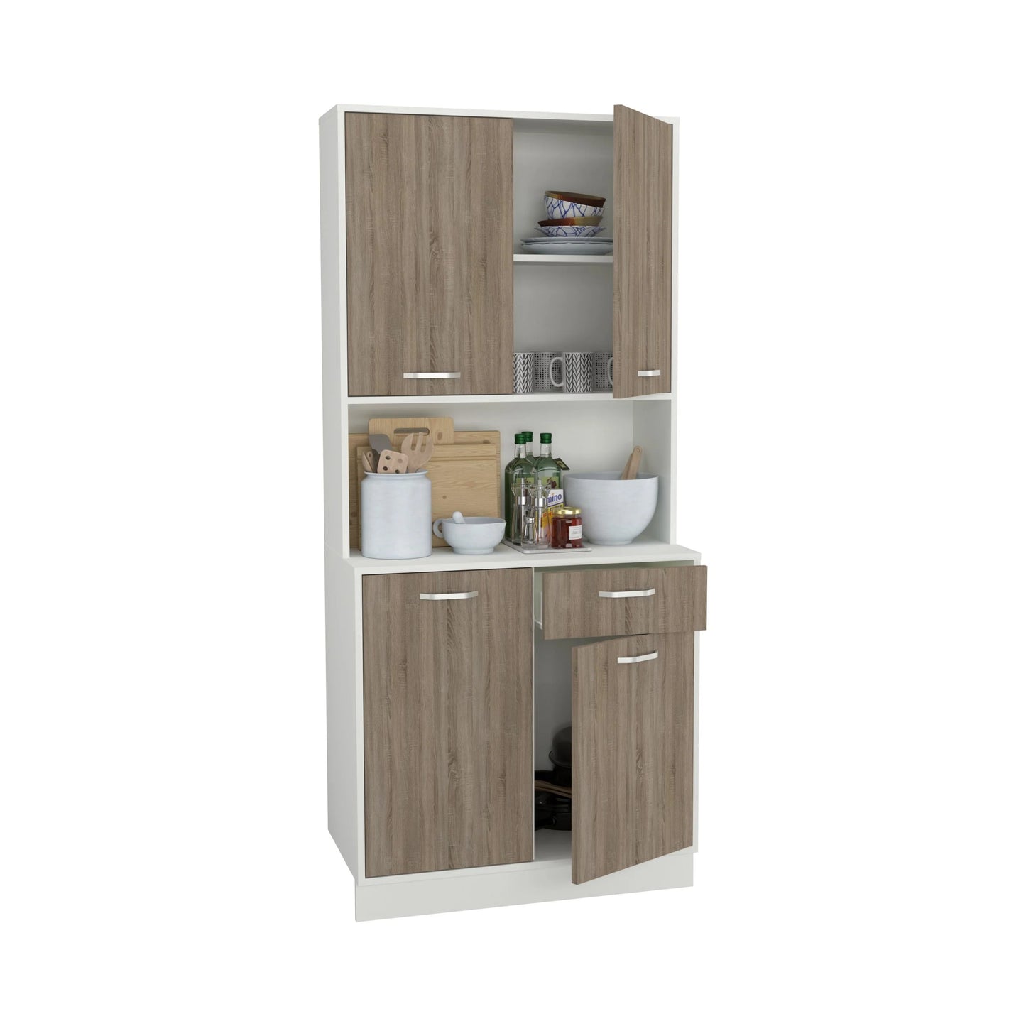 Bufet haaus Oma, Stejar Sonoma Inchis/Alb, L 84 cm