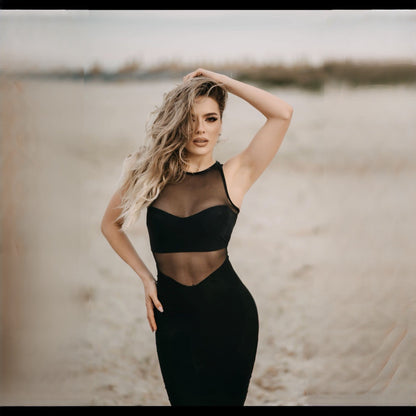 Rochie neagra din tulle cu fermoar la spate Heaven