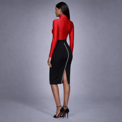 Fusta tip creion cu perle la spate