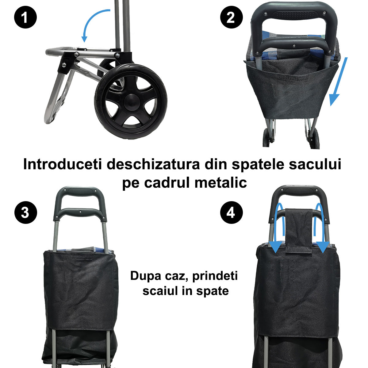 Carucior de piata pliabil, cadru din aluminiu, Naimeed D4951, 2 roti, 49 L, Rosu
